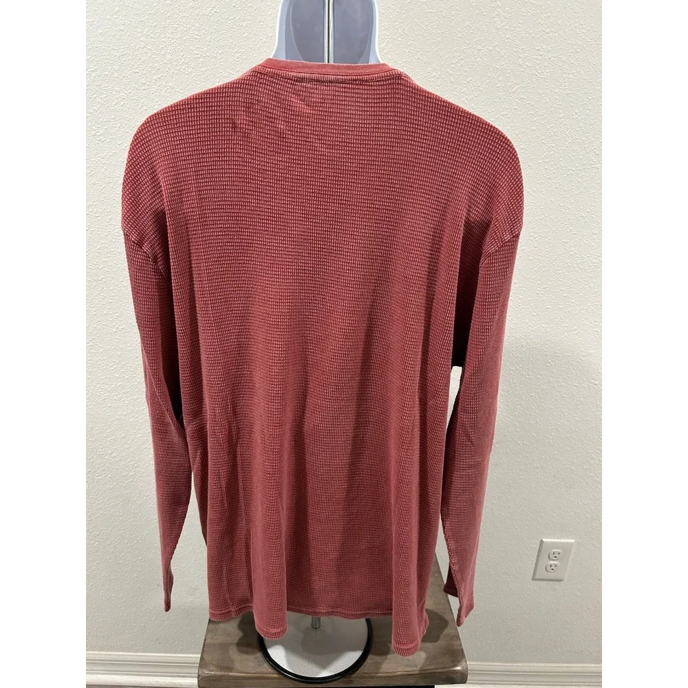 Lucky Brand Mens XL Waffle Knit Thermal Graphic Eagle Crest Shirt Red NEW - Picture 3 of 8